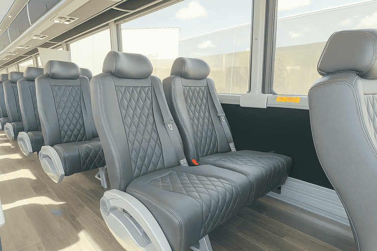 interior of Cedar Rapids Coach Bus Service charter bus